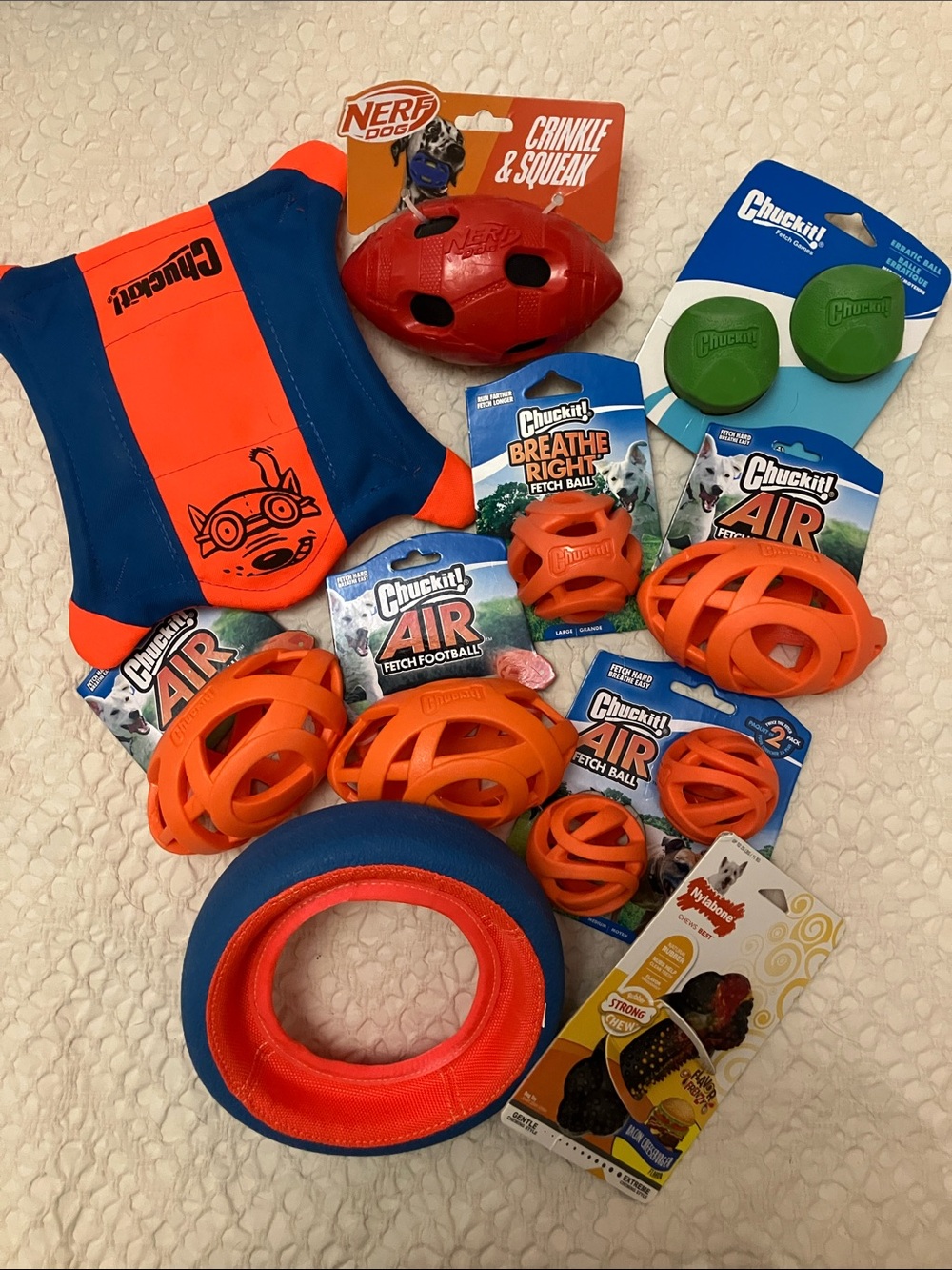 Nylabone, Nerf and Chuck it Dog Toys (worth $150)
